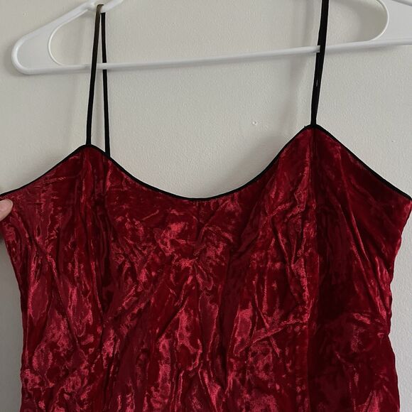 Y2K Roberta Whimsigoth Slip Dress S Velvet Red Sequin Lace Fringe Babydoll - Picture 6 of 11